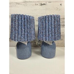 Set of 2 Blue Speckled Mini Ceramic Table Lamps By Room Essential Pleated Shade